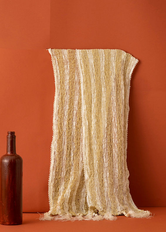 Manyavar Men Pearl White and Gold Traditional Stole