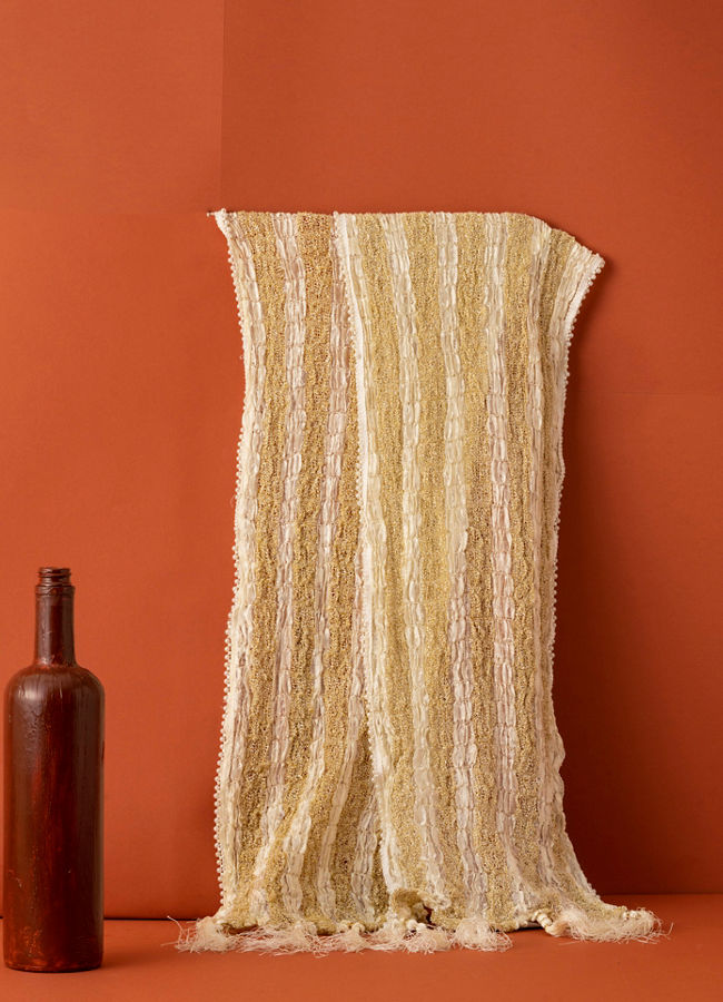 Manyavar Men Pearl White and Gold Traditional Stole