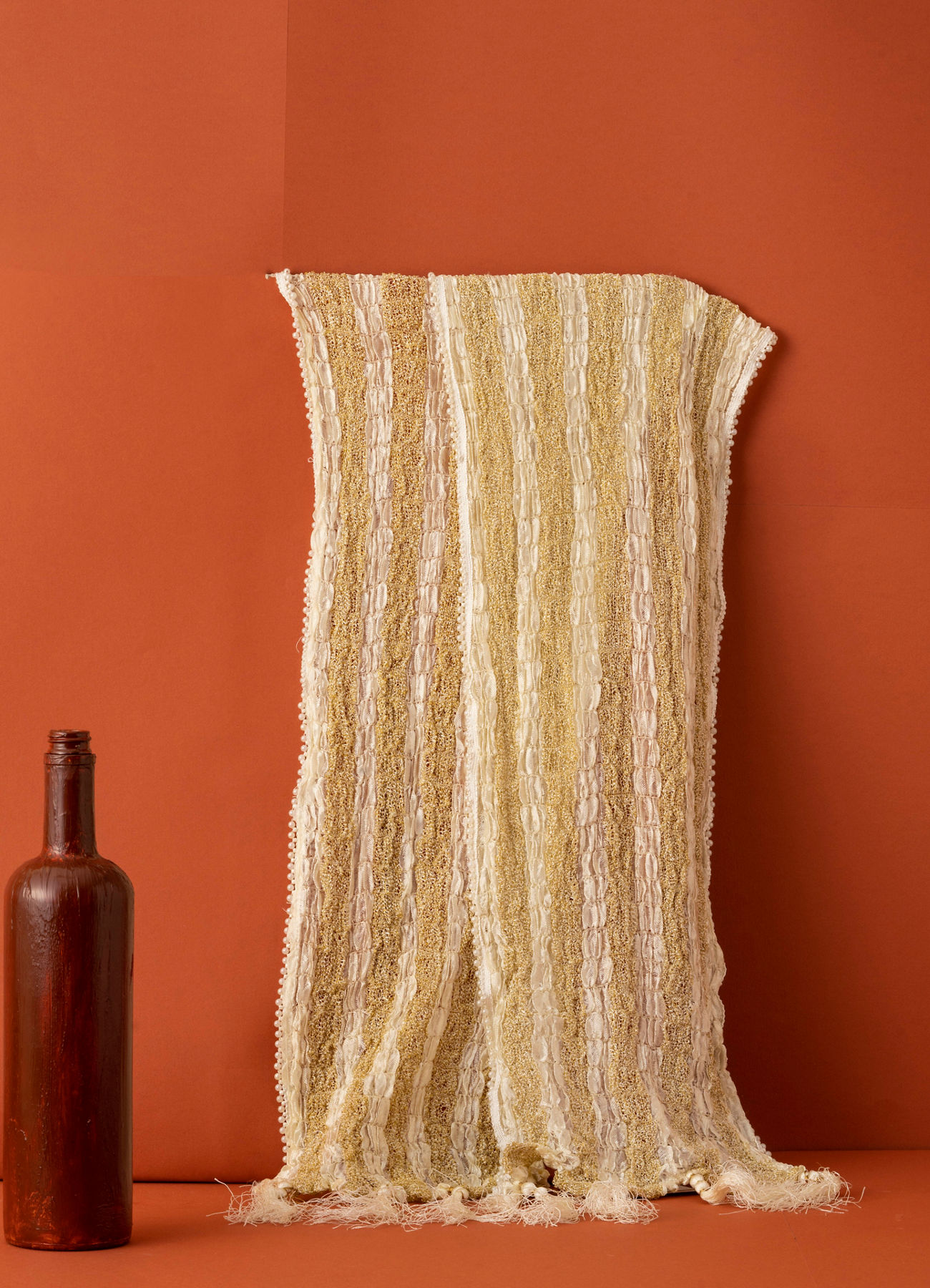 Manyavar Men Pearl White and Gold Traditional Stole