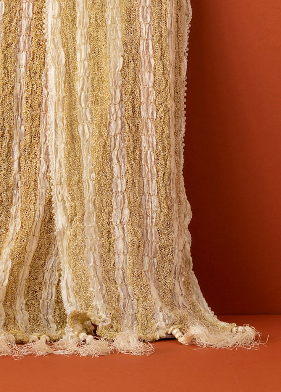 Manyavar Men Pearl White and Gold Traditional Stole