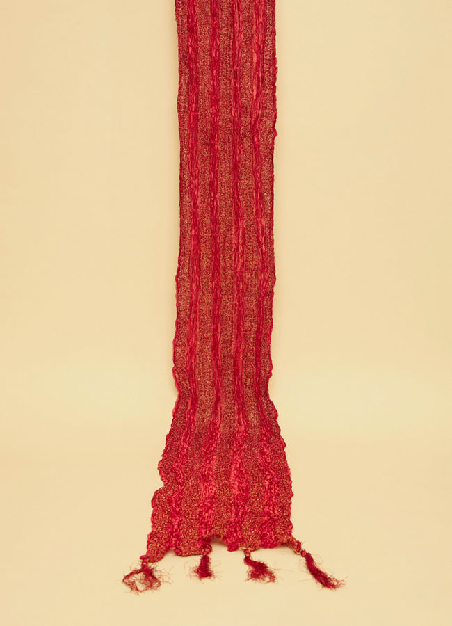 Chilli Pepper Red Shimmery Thread Work Stole image number 0