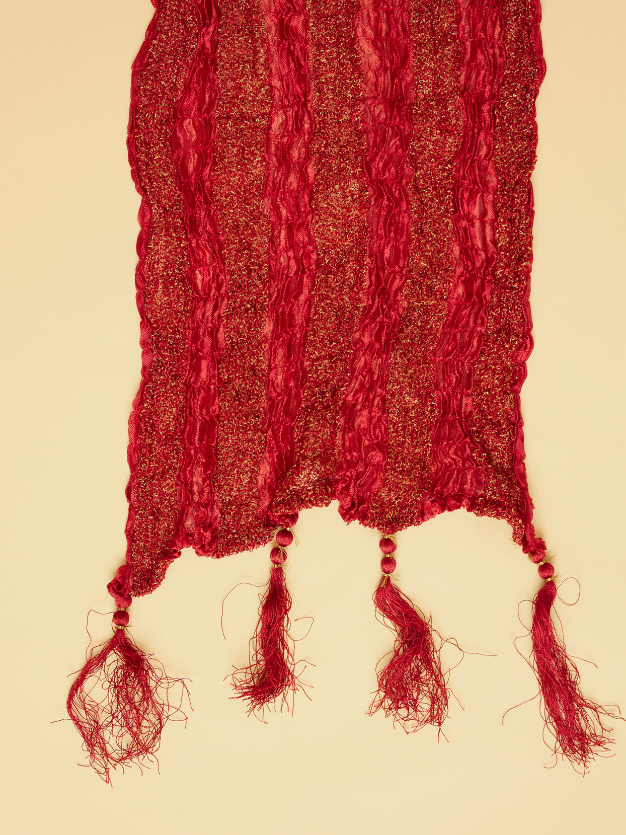 Chilli Pepper Red Shimmery Thread Work Stole image number 1