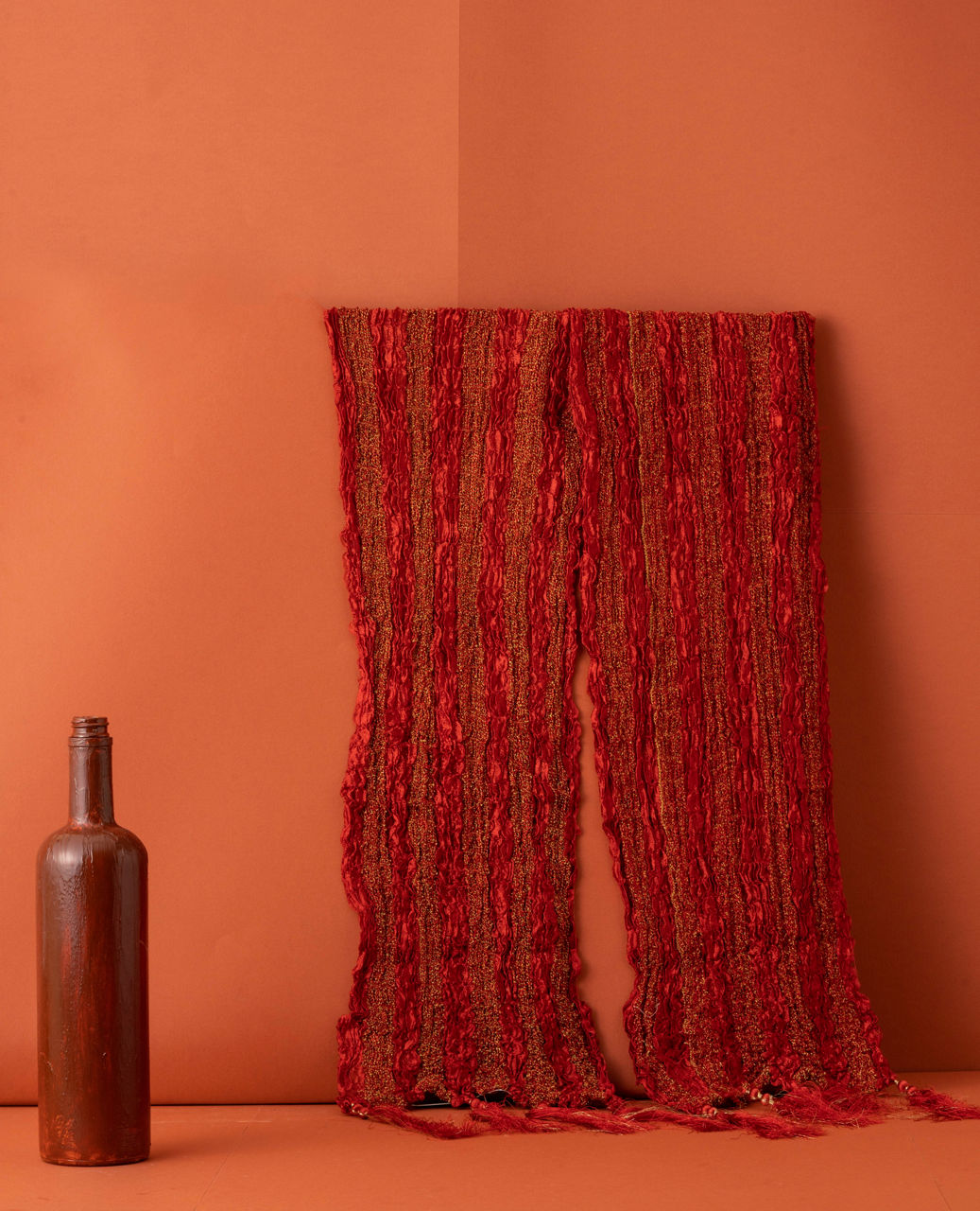 Manyavar Men Chilli Pepper Red Shimmery Thread Work Stole