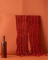 Manyavar Men Chilli Pepper Red Shimmery Thread Work Stole