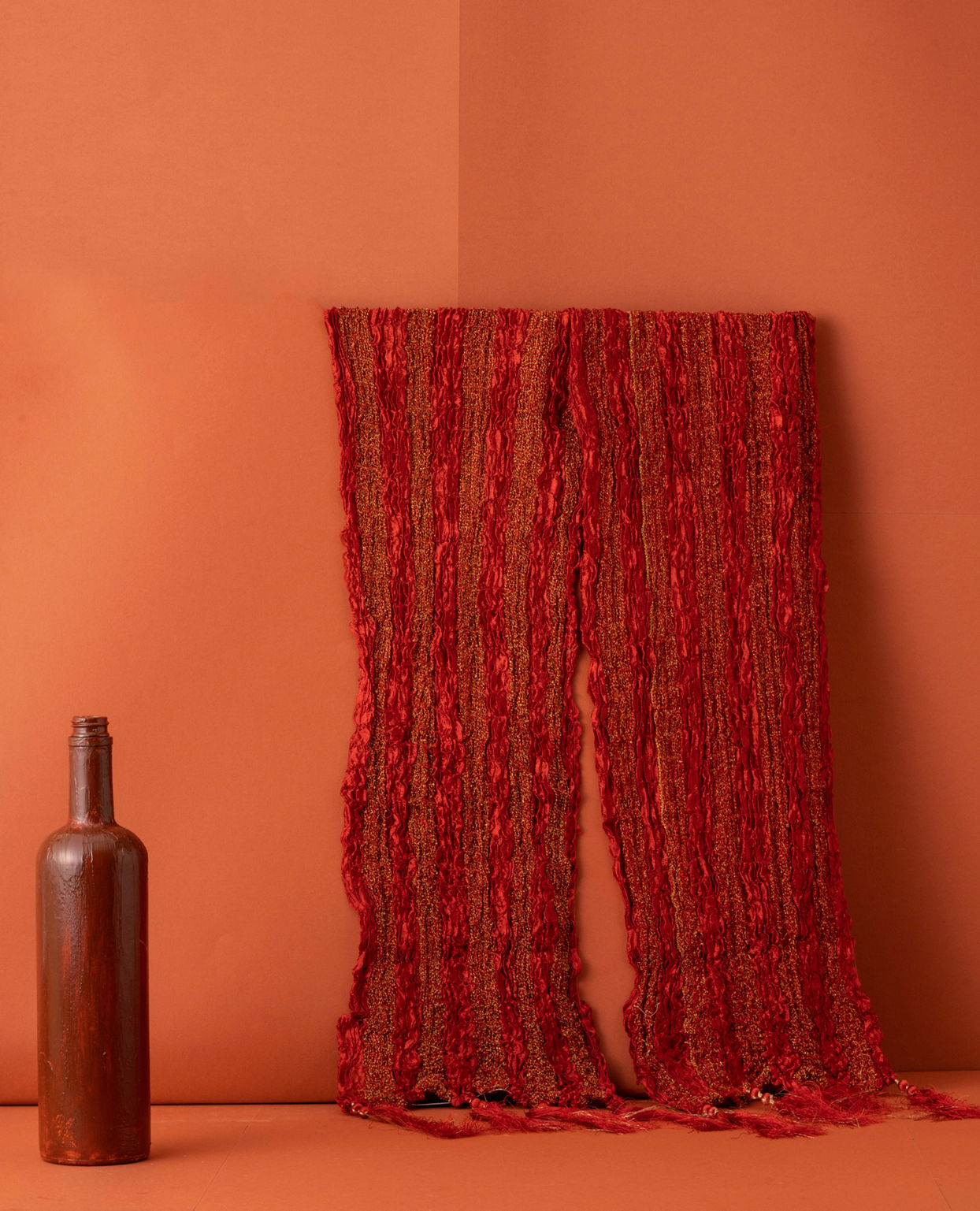 Manyavar Men Chilli Pepper Red Shimmery Thread Work Stole