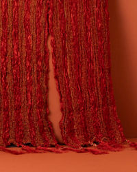 Manyavar Men Chilli Pepper Red Shimmery Thread Work Stole