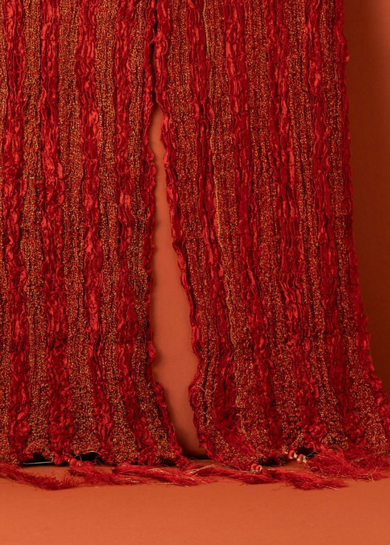 Manyavar Men Chilli Pepper Red Shimmery Thread Work Stole