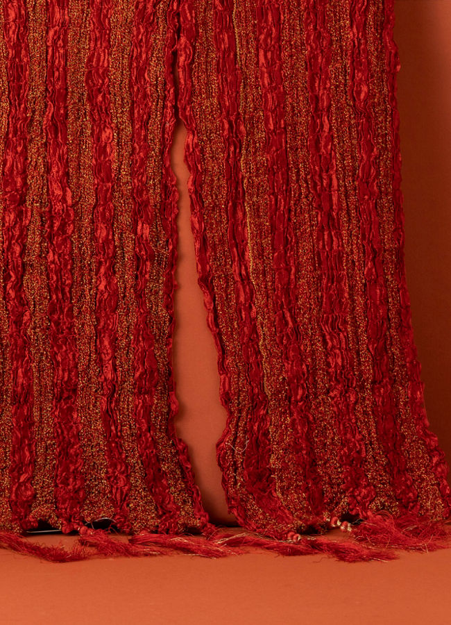 Manyavar Men Chilli Pepper Red Shimmery Thread Work Stole