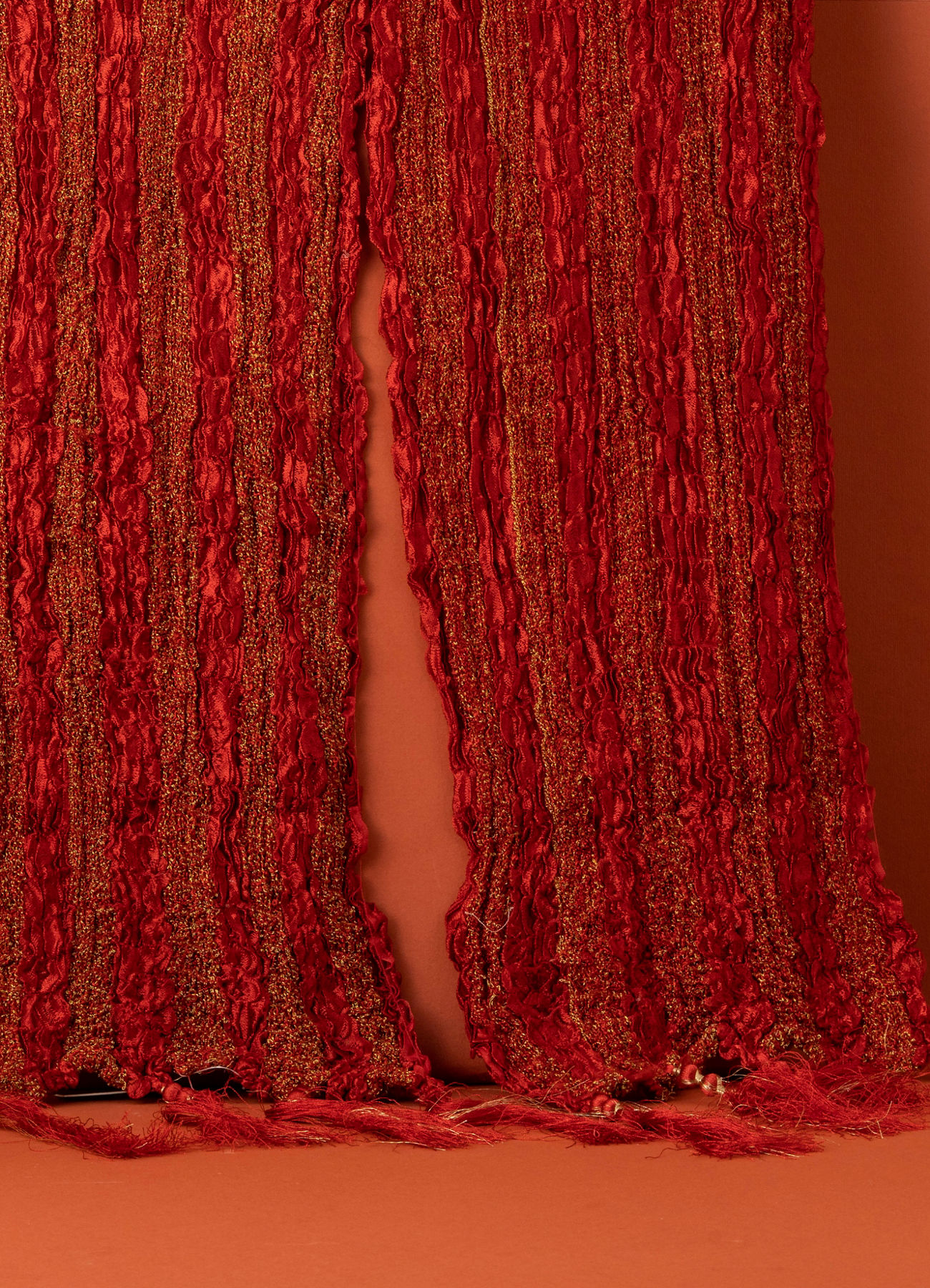 Manyavar Men Chilli Pepper Red Shimmery Thread Work Stole