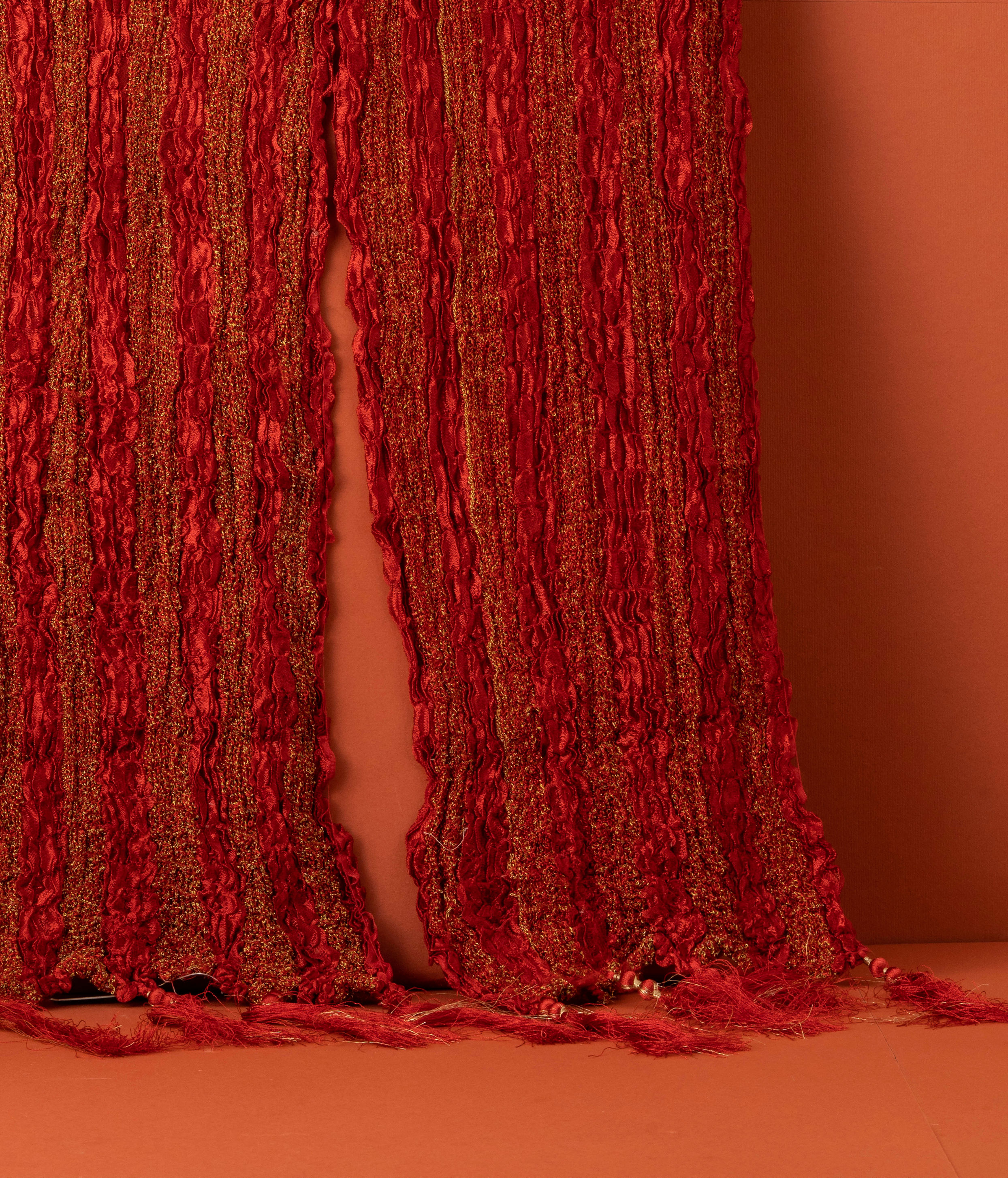 Manyavar Men Chilli Pepper Red Shimmery Thread Work Stole