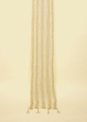 alt message - Manyavar Men Pearl White and Gold Traditional Stole