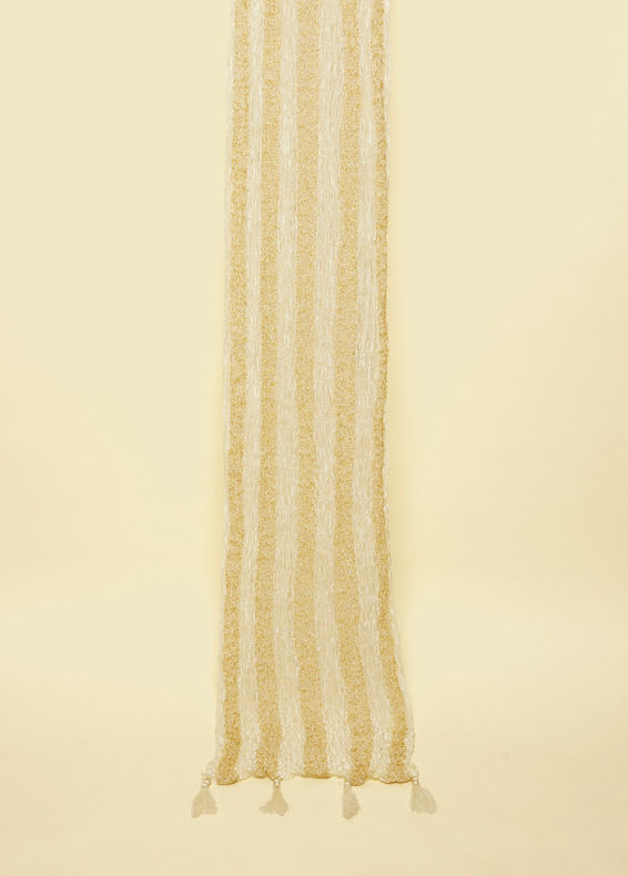 Manyavar Men Pearl White and Gold Traditional Stole