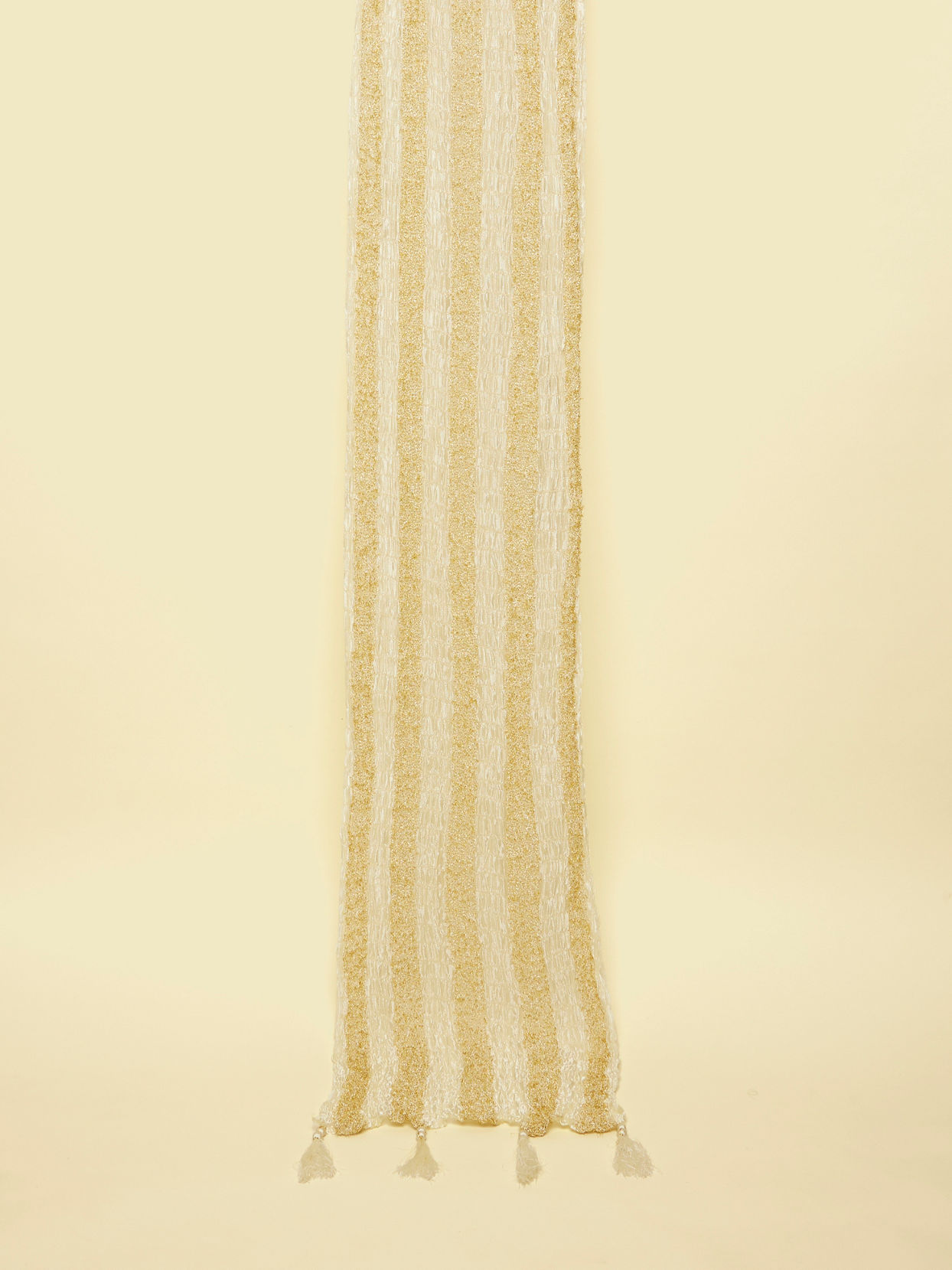 alt message - Manyavar Men Pearl White and Gold Traditional Stole image number 0