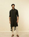 alt message - Manyavar Men Kohl Black Shimmery Thread Work Stole image number 2