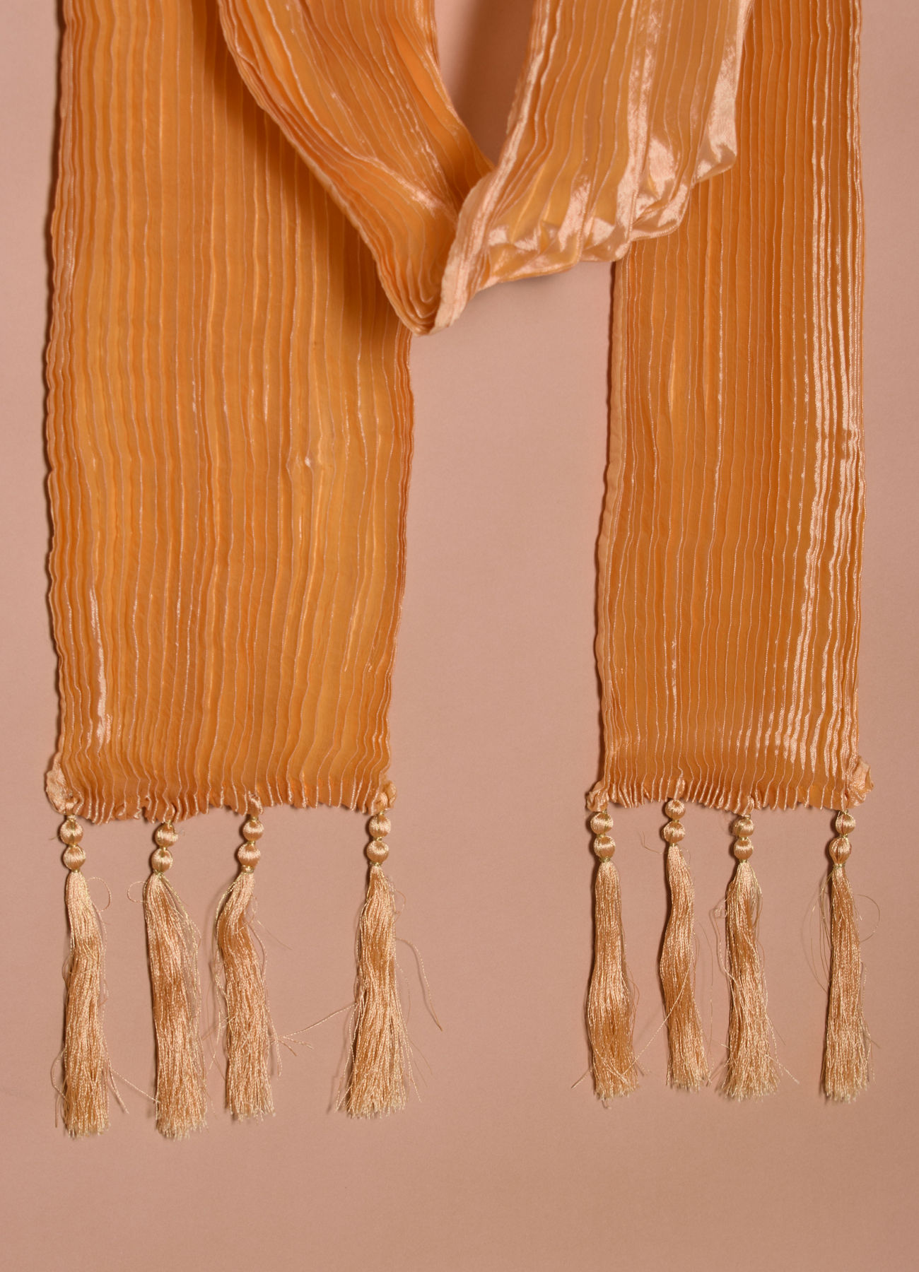 Manyavar Men Rose Gold Pleated Traditional Stole