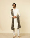 alt message - Manyavar Men Ebony Black Paisley Embroidered Dupatta image number 2