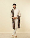 Manyavar Men Dark Blue Bel Buti Patterned Stole