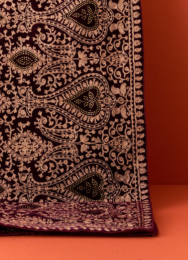 Manyavar Men Wine Red Pailsey Embroidered Dupatta