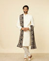Manyavar Men Clasic Dark Blue Paisley Embroidered Dupatta