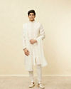 alt message - Manyavar Men Pearled Ivory White Sequined Stole image number 2