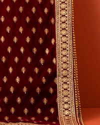 Manyavar Men Dark Maroon Buta Motif Dupatta