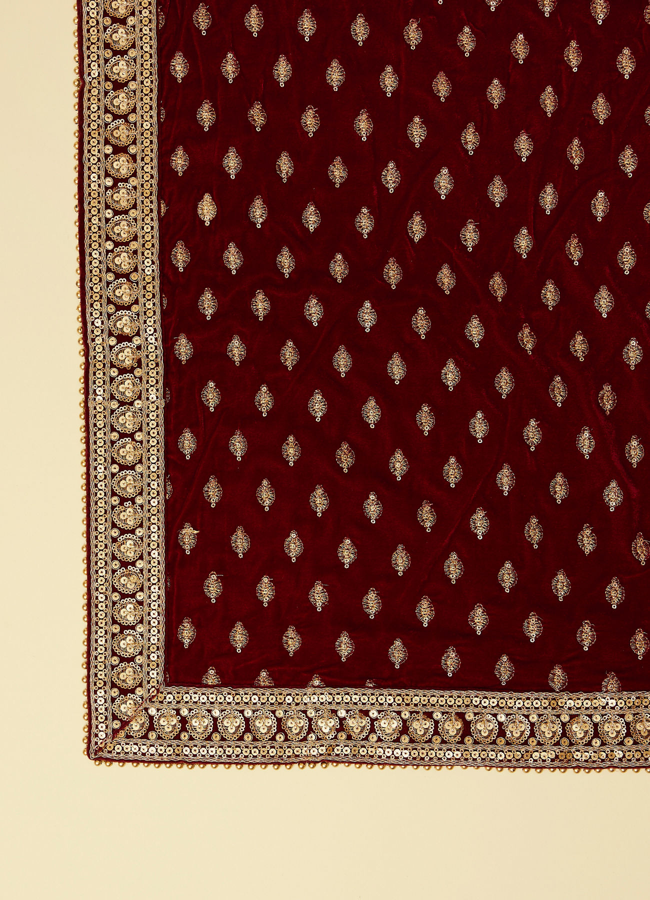 Manyavar Men Dark Maroon Buta Motif Dupatta