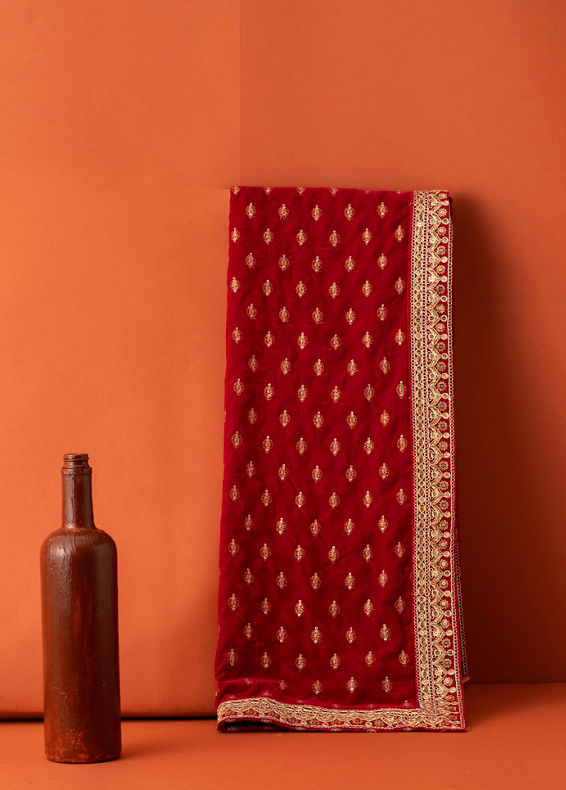 Manyavar Men Rani Pink Buta Patterned Dupatta