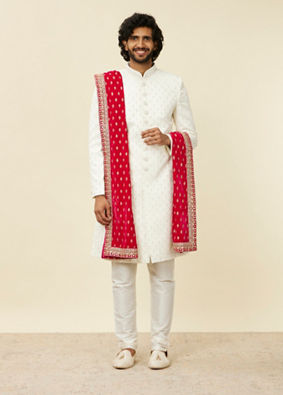 Manyavar Men Rani Pink Buta Patterned Dupatta image number 2