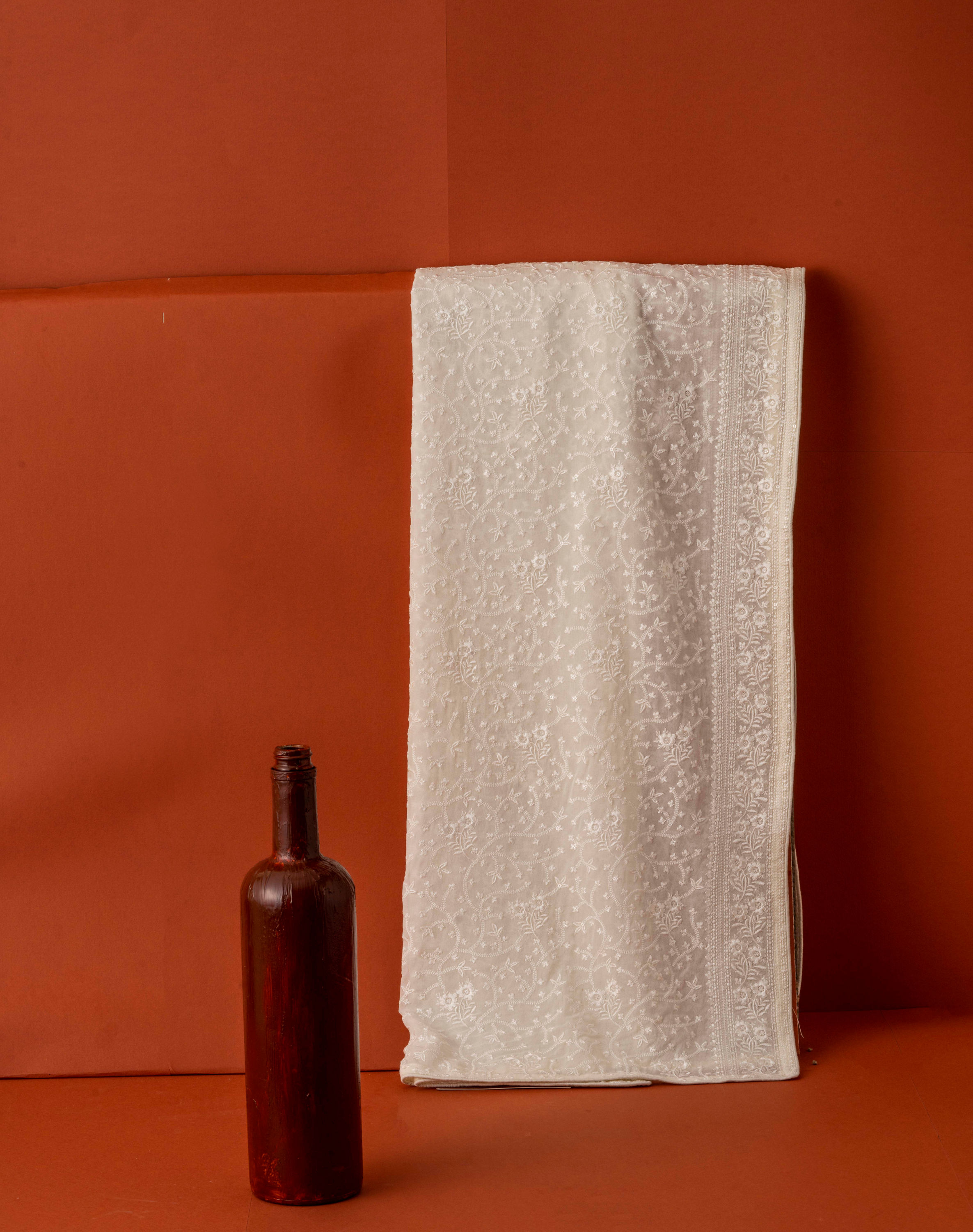 Manyavar Men Warm White Thread Work Dupatta