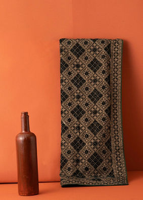 Manyavar Men Teal Green Chowkadi Motif Stole