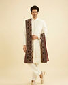 Manyavar Men Maroon Elegance: Velvet Dupatta