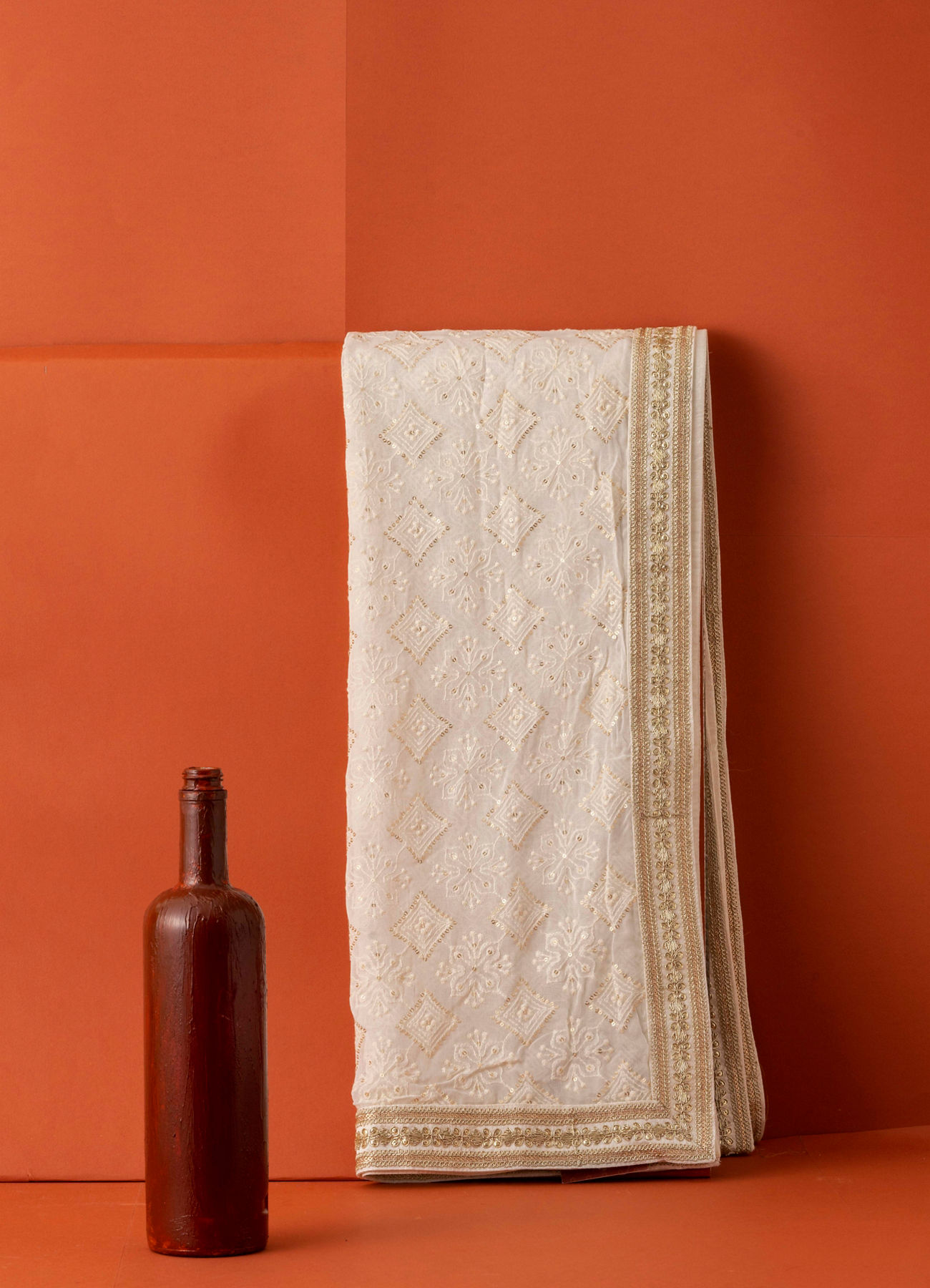 Manyavar Men Warm White Georgette Dupatta