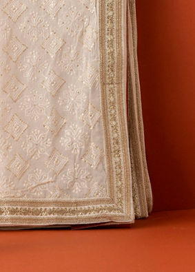 Manyavar Men Georgette Chikankari Dupatta with Sequins