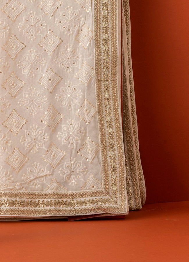 Manyavar Men Georgette Chikankari Dupatta with Sequins