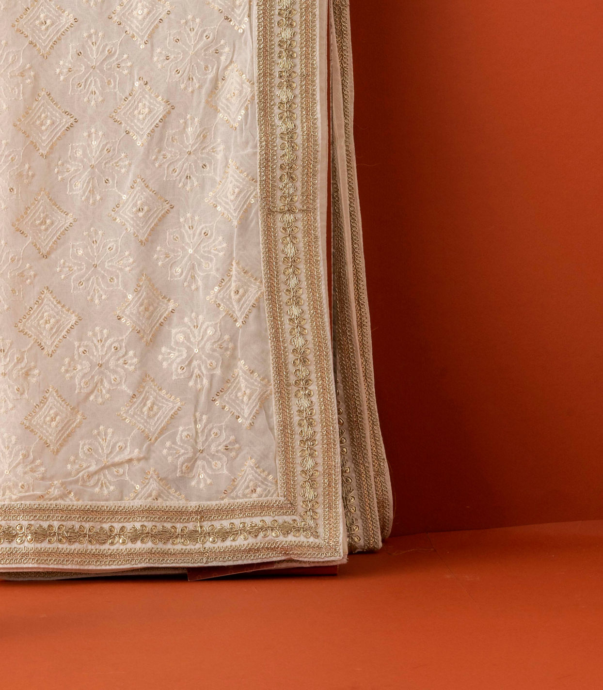 Manyavar Men Georgette Chikankari Dupatta with Sequins