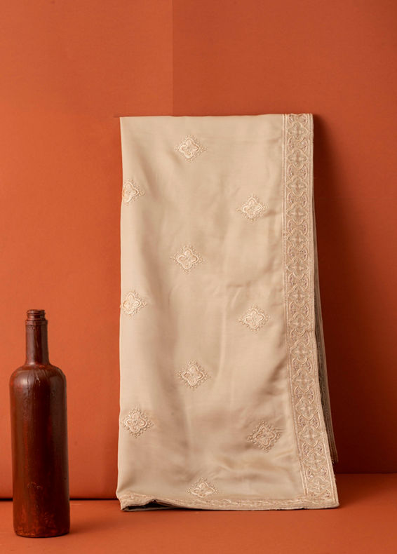 Manyavar Men Cream Satin Elegance Dupatta