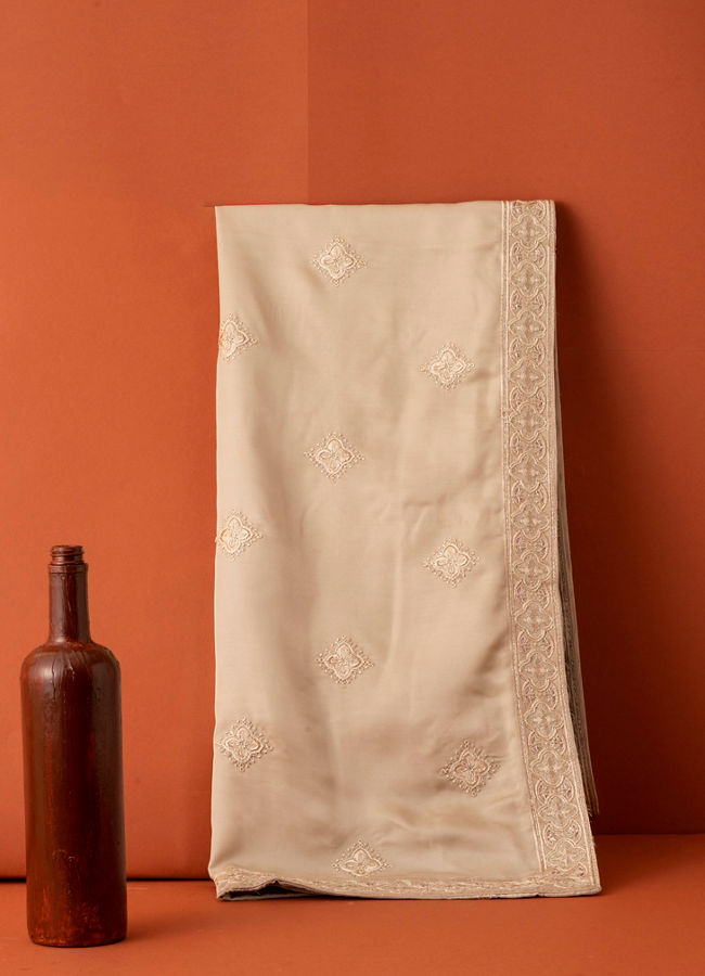 Manyavar Men Cream Satin Elegance Dupatta