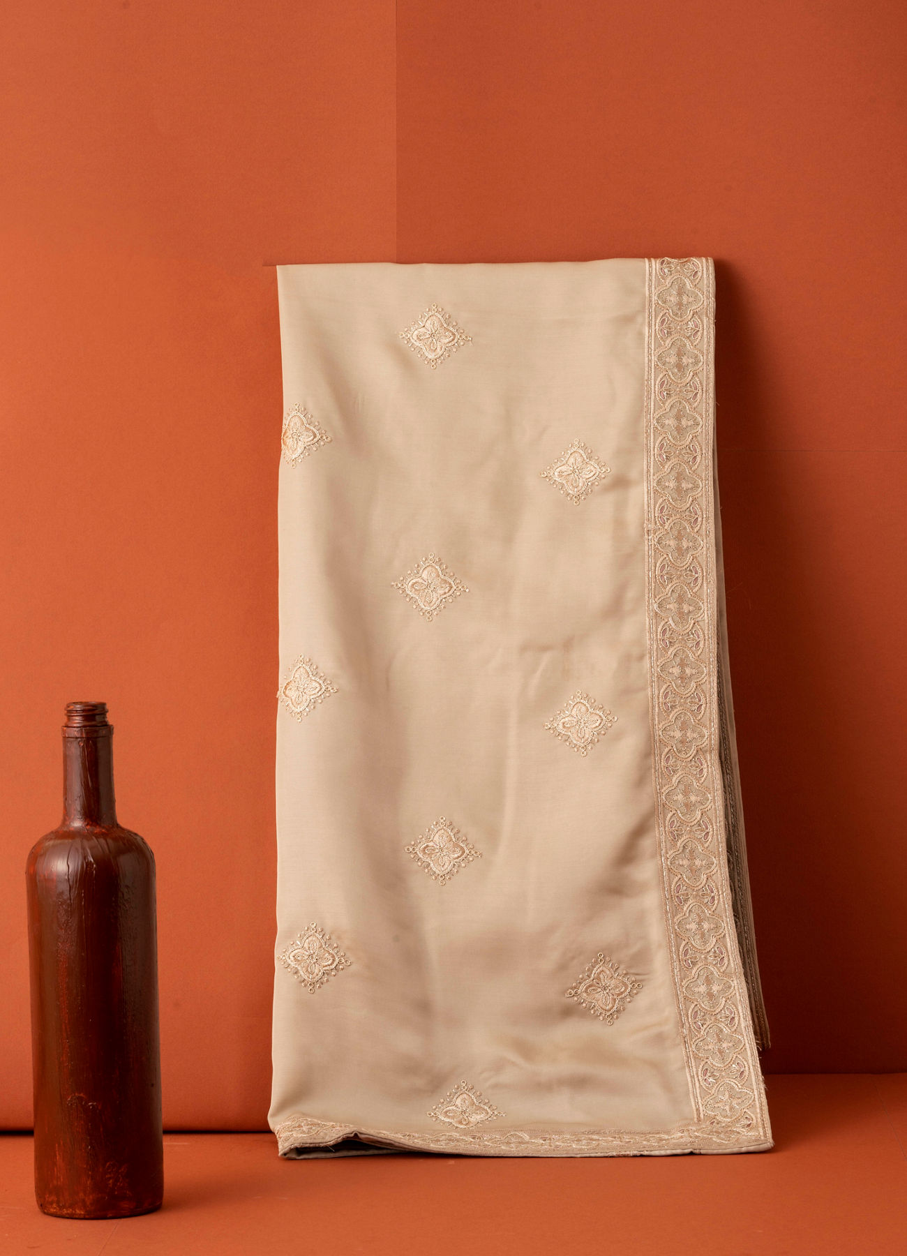 Manyavar Men Cream Satin Elegance Dupatta