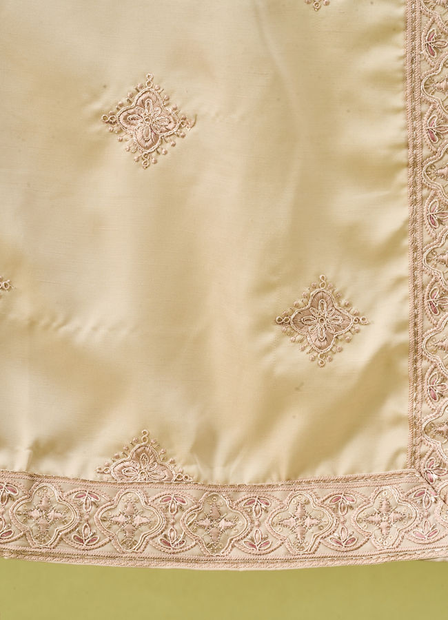 Manyavar Men Beige Art Silk Dupatta with Embroidery