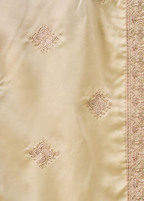 Manyavar Men Beige Art Silk Dupatta with Embroidery
