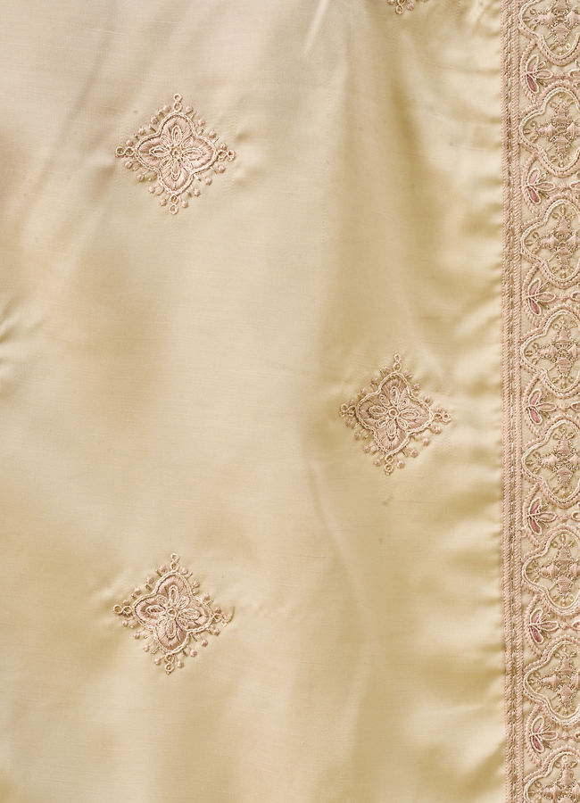 Manyavar Men Beige Art Silk Dupatta with Embroidery