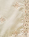 Manyavar Men Warm White Satin Dupatta with Embroidery