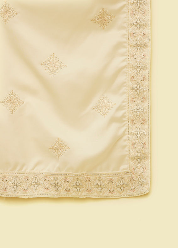Manyavar Men Cream Satin Elegance Dupatta