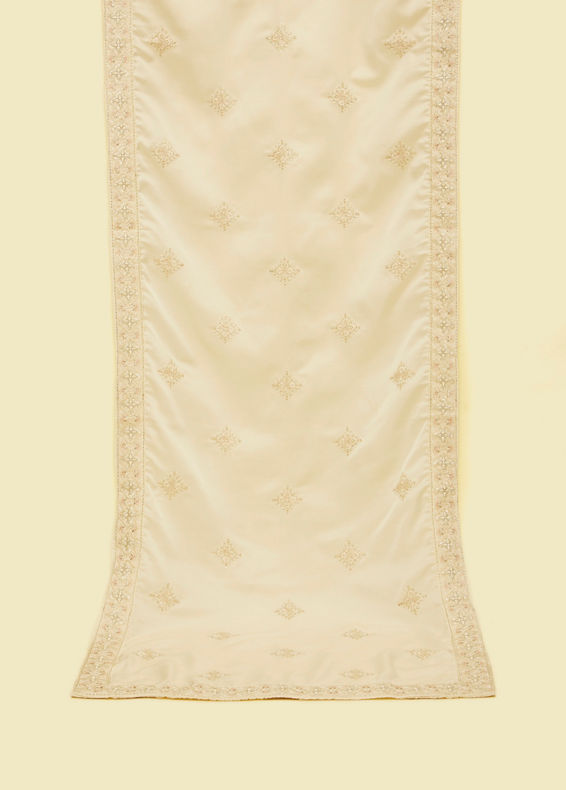 Manyavar Men Cream Satin Elegance Dupatta