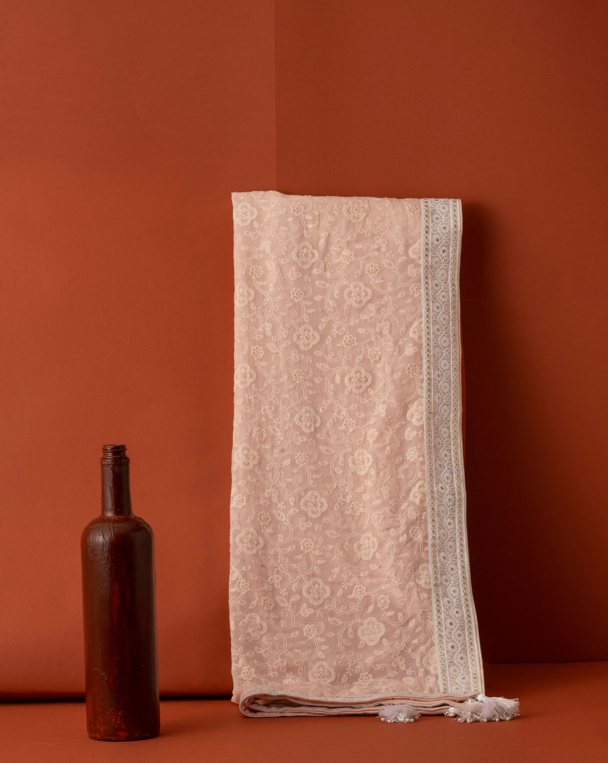 Manyavar Men Pink Elegance Georgette Dupatta