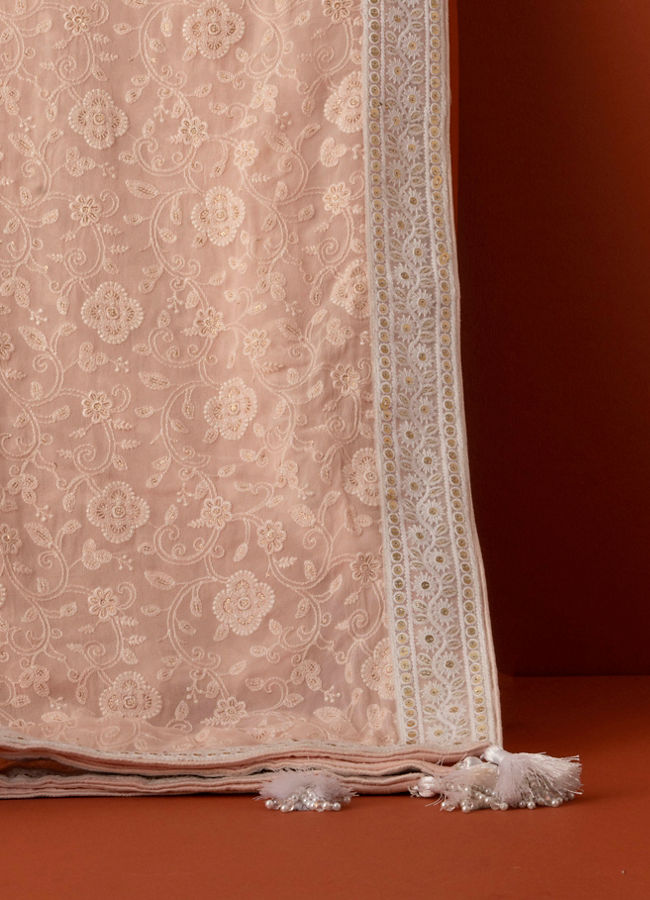 Manyavar Men Pink Elegance Georgette Dupatta