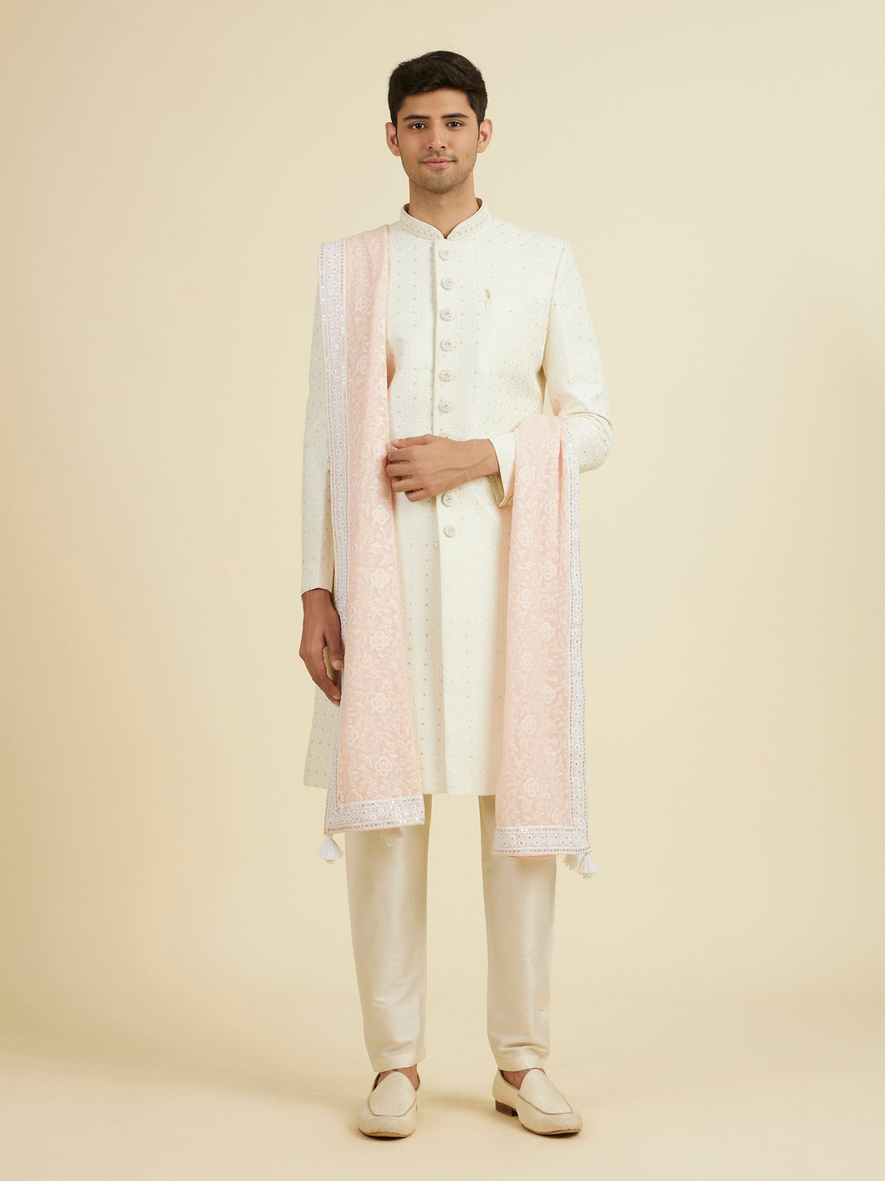 Manyavar Men Pink Elegance Georgette Dupatta