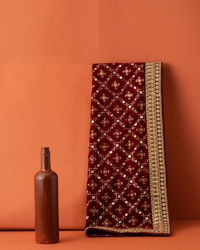 Manyavar Men Regal Red Velvet Dupatta