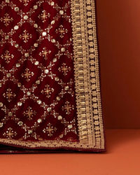 Manyavar Men Regal Red Velvet Dupatta