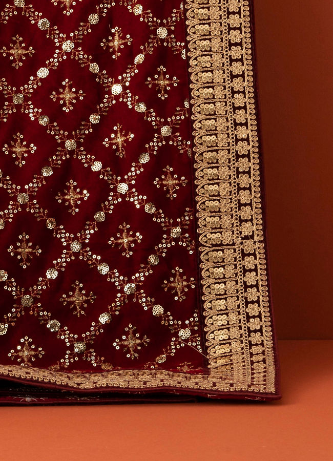 Manyavar Men Regal Red Velvet Dupatta